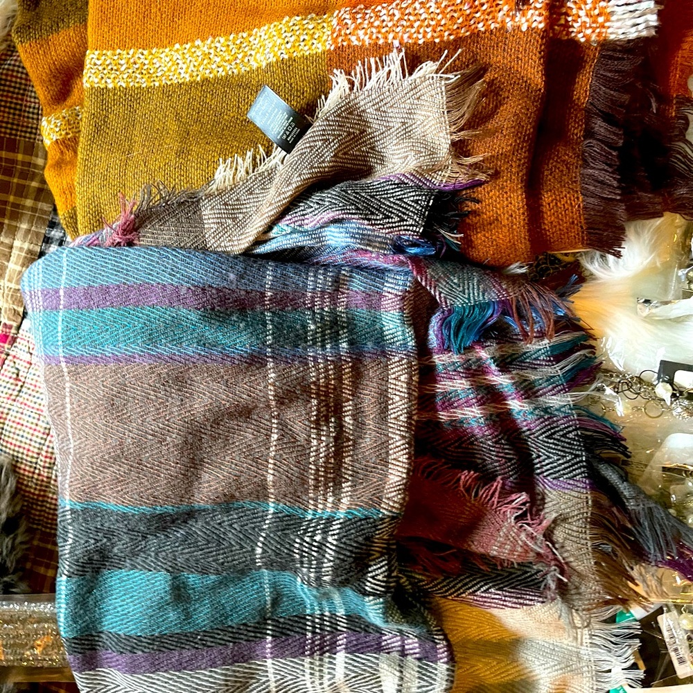 Two blanket scarves for sale. Boutique closing, these are the last 2.